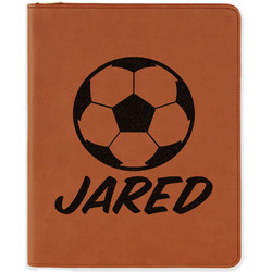 Soccer Leatherette Zipper Portfolio with Notepad - Single Sided (Personalized)