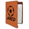 Soccer Cognac Leatherette Zipper Portfolios with Notepad - Main