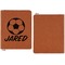 Soccer Cognac Leatherette Zipper Portfolios with Notepad - Single Sided - Apvl