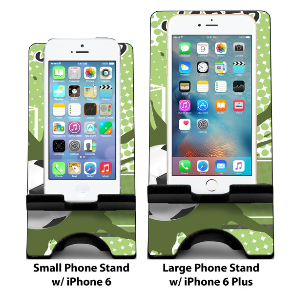 Soccer Compare Phone Stand Sizes - with iPhones