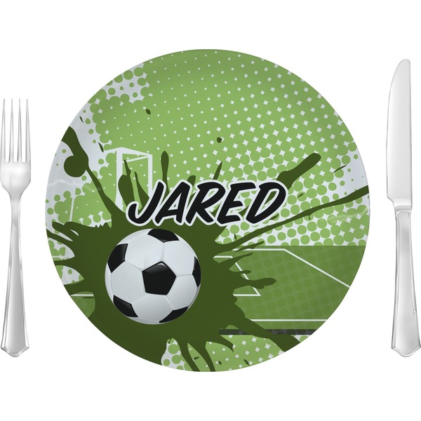 Custom Soccer 10" Glass Lunch / Dinner Plates - Single or Set (Personalized)