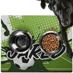 Soccer Dog Food Mat - Large w/ Name or Text
