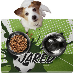 Soccer Dog Food Mat - Medium w/ Name or Text