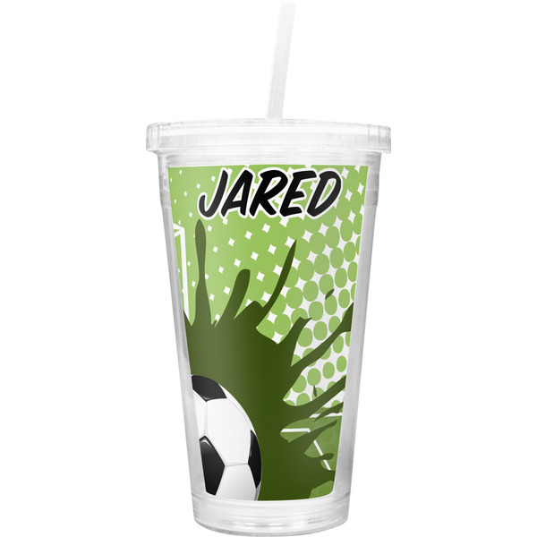 Custom Soccer Double Wall Tumbler with Straw (Personalized)
