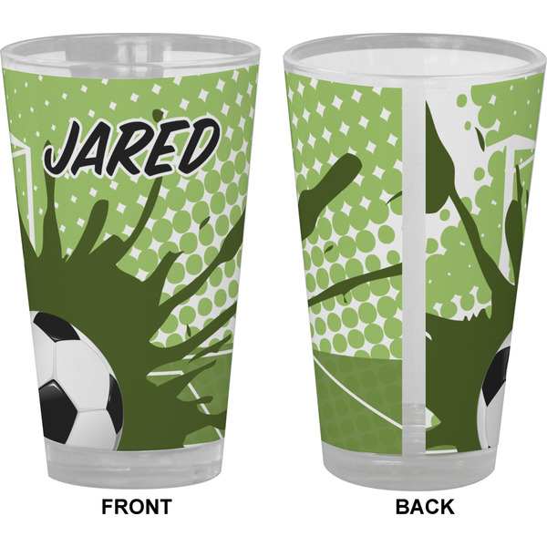 Soccer Pint Glass - Full Color - Front & Back Views