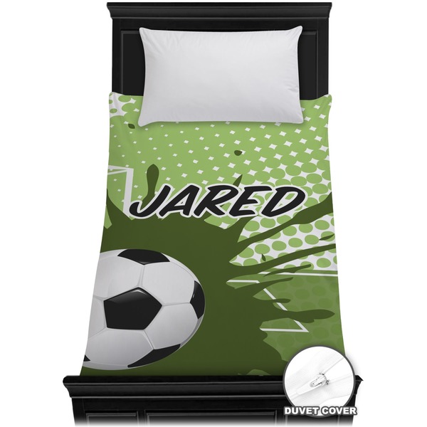 Custom Soccer Duvet Cover - Twin (Personalized)