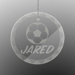 Soccer Engraved Glass Ornament - Round (Personalized)