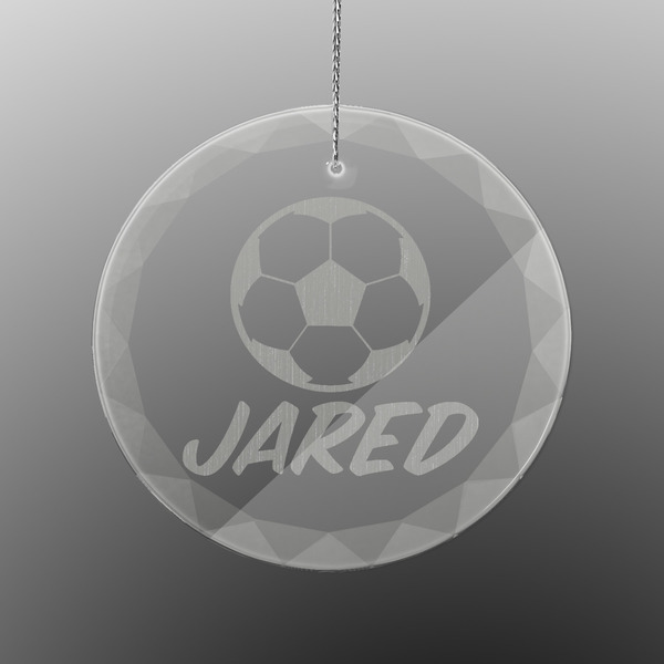 Custom Soccer Engraved Glass Ornament - Round (Personalized)