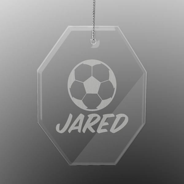 Custom Soccer Engraved Glass Ornament - Octagon (Personalized)
