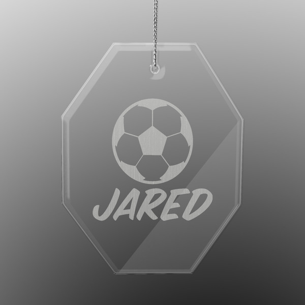 Custom Soccer Engraved Glass Ornament - Octagon (Personalized)