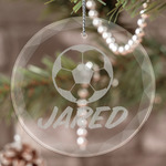 Soccer Engraved Glass Ornament (Personalized)