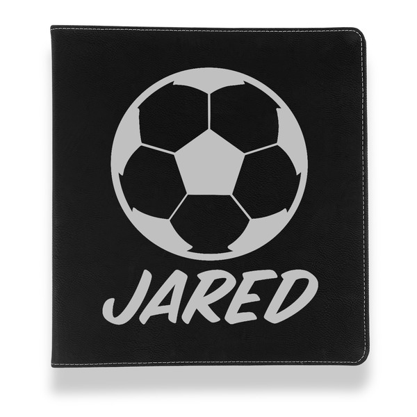 Custom Soccer Leather Binder - 1" - Black (Personalized)