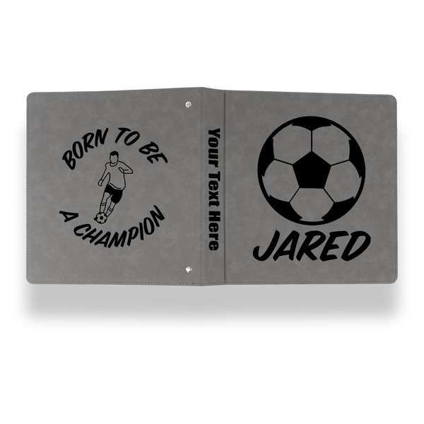Soccer Leather Binder - 1" - Grey - Back Spine Front View