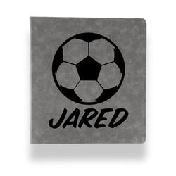 Soccer Leather Binder - 1" - Grey (Personalized)
