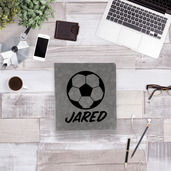 Soccer Leather Binder - 1" - Grey - Lifestyle View