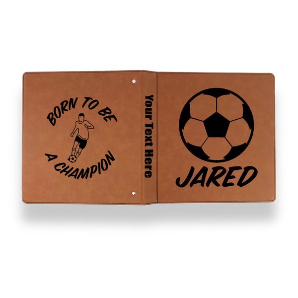 Soccer Leather Binder - 1" - Rawhide - Back Spine Front View
