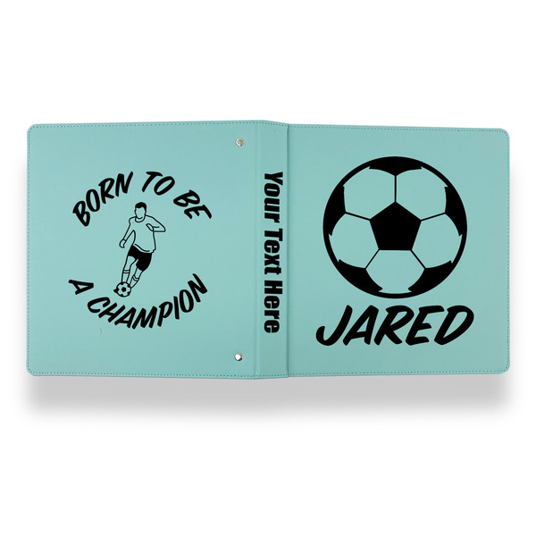 Soccer Leather Binder - 1" - Teal - Back Spine Front View
