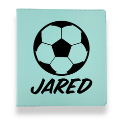 Soccer Leather Binder - 1" - Teal (Personalized)
