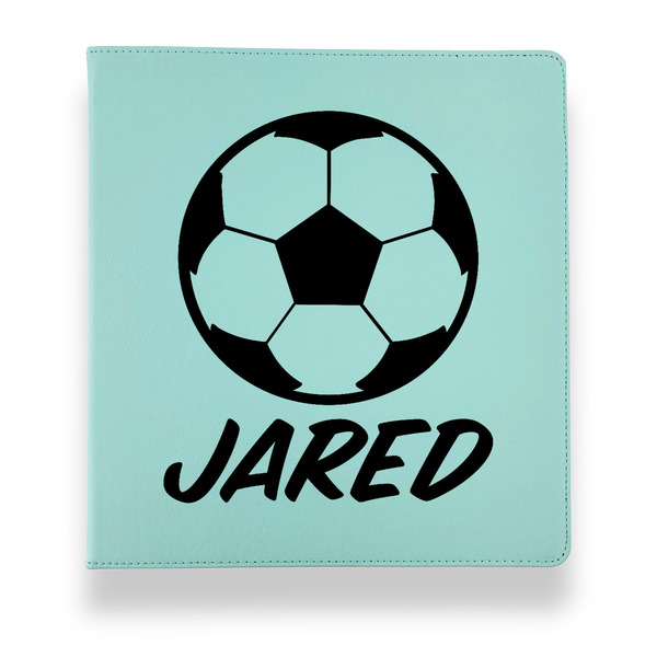 Soccer Leather Binders - 1" - Teal - Front View