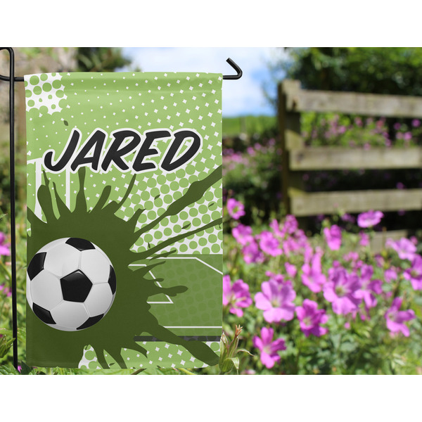Soccer Garden Flag - Outside In Flowers