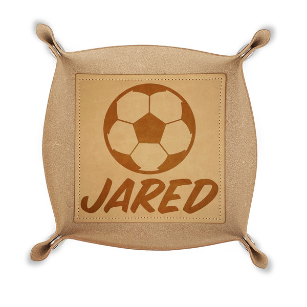 Custom Soccer Genuine Leather Valet Tray (Personalized)