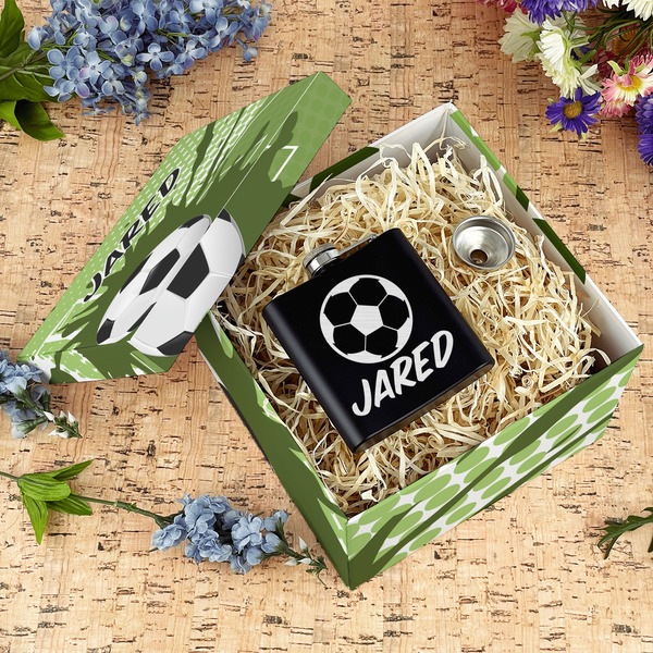 Soccer Gift Boxes with Lid - Canvas Wrapped - Large - In Context