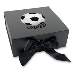 Soccer Gift Box with Magnetic Lid - Black (Personalized)