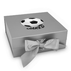 Soccer Gift Box with Magnetic Lid - Silver (Personalized)