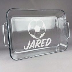 Soccer Glass Baking Dish with Truefit Lid - 13in x 9in (Personalized)