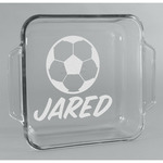 Soccer Glass Cake Dish - 8in x 8in (Personalized)