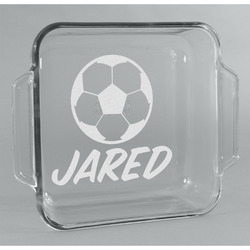 Soccer Glass Cake Dish - 8in x 8in (Personalized)