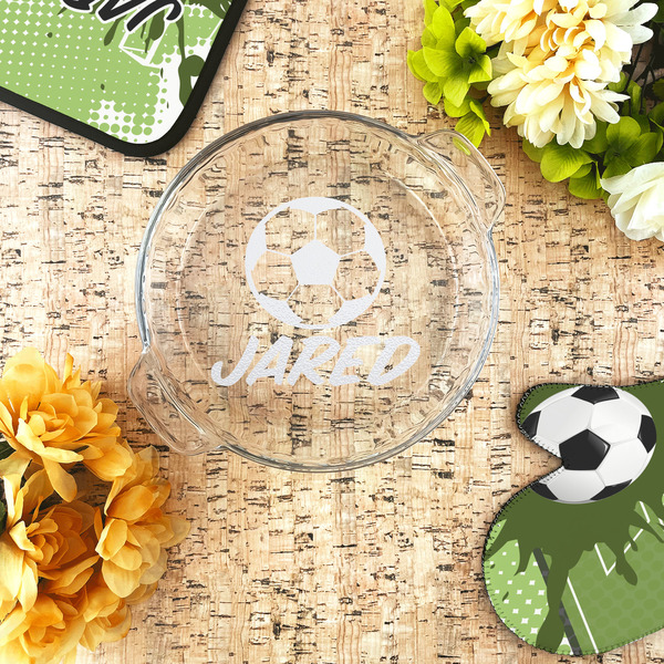 Soccer Glass Pie Dish - LIFESTYLE