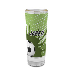 Soccer 2 oz Shot Glass - Glass with Gold Rim (Personalized)