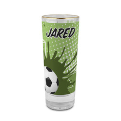 Soccer 2 oz Shot Glass -  Glass with Gold Rim - Set of 4 (Personalized)