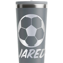 Soccer RTIC Everyday Tumbler with Straw - 28oz - Grey - Single-Sided (Personalized)