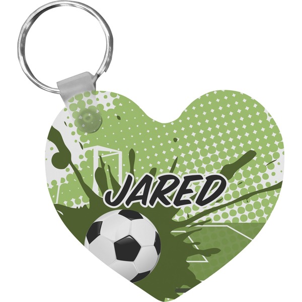 Custom Soccer Heart Plastic Keychain w/ Name or Text