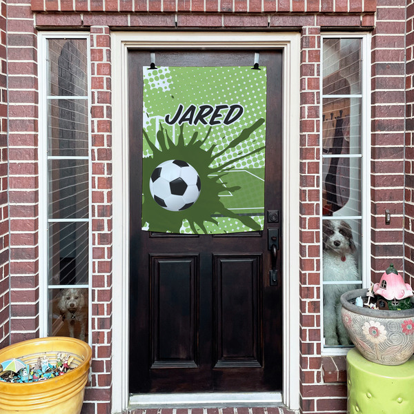 Soccer House Flags - Double Sided - (Over the door) LIFESTYLE
