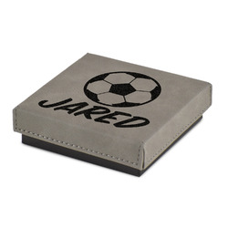 Soccer Jewelry Gift Box - Engraved Leather Lid (Personalized)