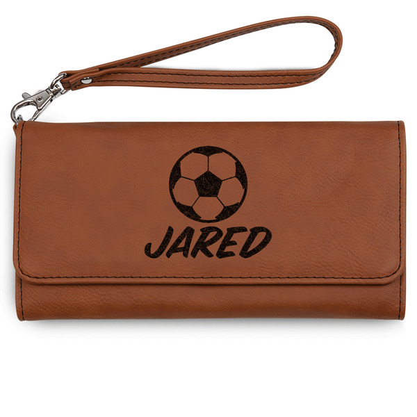 Custom Soccer Ladies Leatherette Wallet - Laser Engraved - Rawhide (Personalized)