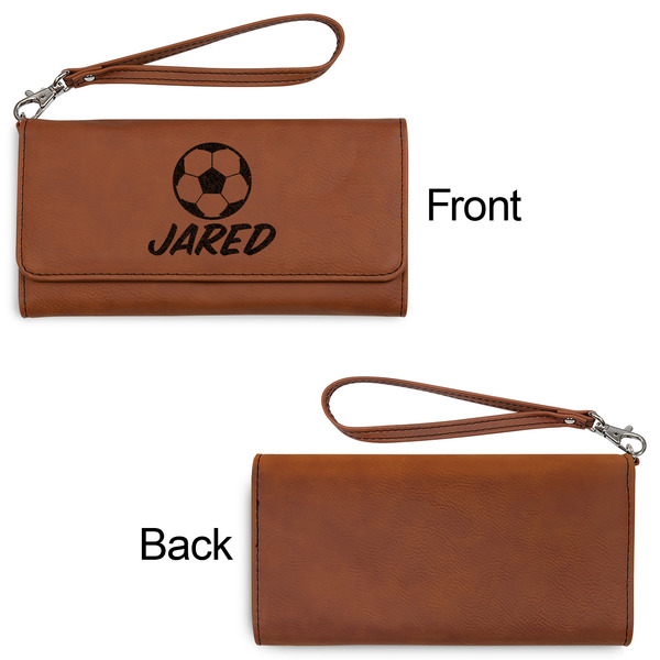 Soccer Ladies Wallets - Faux Leather - Rawhide - Front & Back View