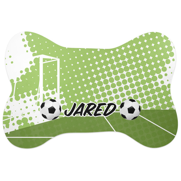Custom Soccer Bone Shaped Dog Food Mat (Personalized)