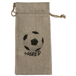 Soccer Large Burlap Gift Bag - Front (Personalized)