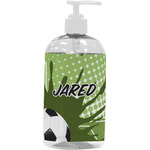 Soccer Plastic Soap / Lotion Dispenser (16 oz - Large - White) (Personalized)