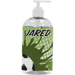 Soccer Plastic Soap / Lotion Dispenser (16 oz - Large - White) (Personalized)