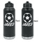 Soccer Laser Engraved Water Bottles - Front & Back Engraving - Front & Back View