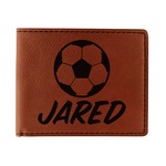 Soccer Leatherette Bifold Wallet - Double Sided (Personalized)