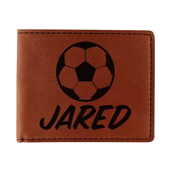 Custom Soccer Leatherette Bifold Wallet - Single Sided (Personalized)