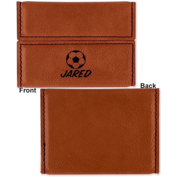 Soccer Leather Business Card Holder Front Back Single Sided - Apvl
