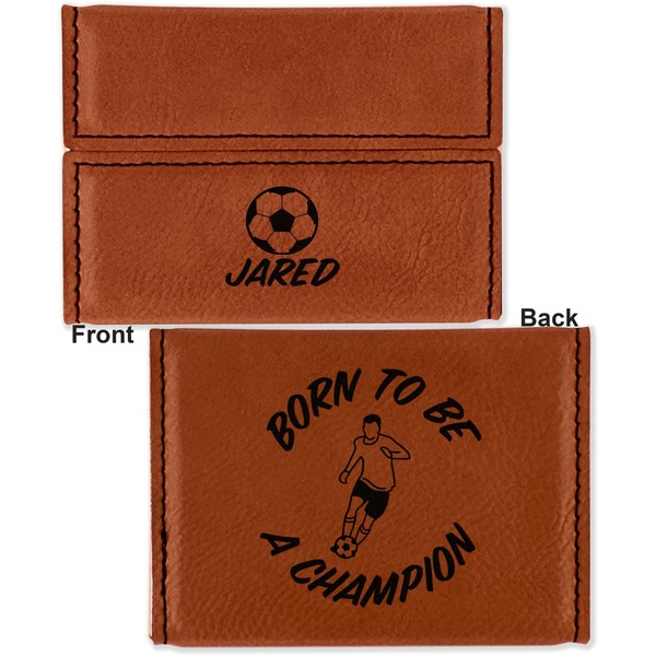 Soccer Leather Business Card Holder - Front Back