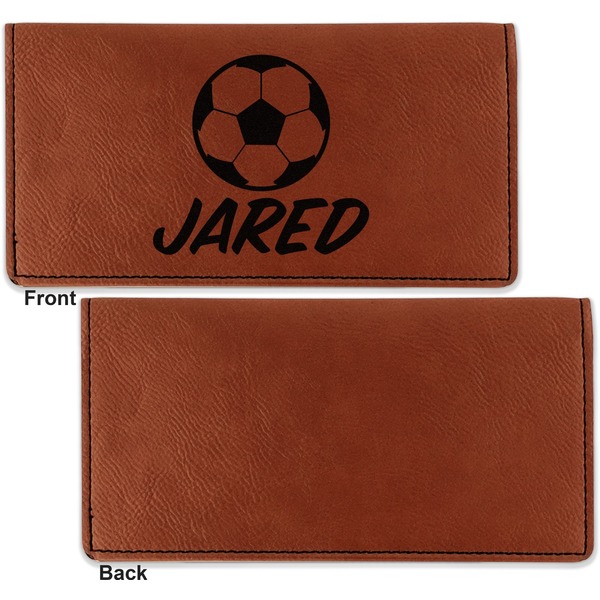 Soccer Leather Checkbook Holder Front and Back Single Sided - Apvl